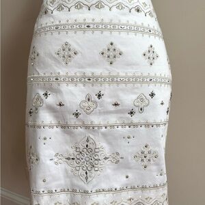 White House Black Market White Embellished Skirt